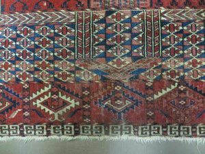 Antique Turkoman Rug 4x5, Ensi Hatchli Tekke Wool Rug