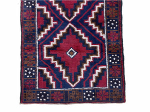 3 X 5 Vintage Handmade Tribal Wool Rug Balouchi Rug Afghan Rug Red Beige Nice
