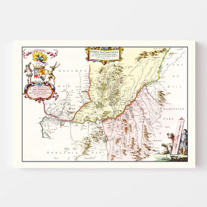 Vintage Map of Southern Scotland 1665