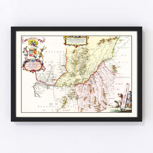 Vintage Map of Southern Scotland 1665