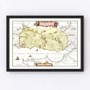 Vintage Map of Annandale, Scotland 1665