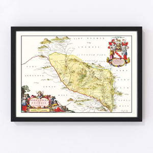 Vintage Map of Eskdale, Scotland 1665