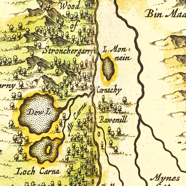 Vintage Map of Strathnaver, Scotland 1665 - Home and Tower