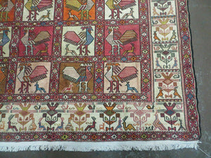 4' X 6' Vintage Russian Kilim Handmade Flat Soumak Weave Silk Wool Rug Organic