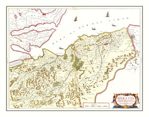 Vintage Map of Moravia, Scotland 1665