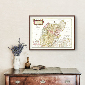 Vintage Map of the Scottish Highlands 1665
