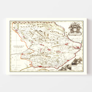 Vintage Map of Angus, Scotland 1665