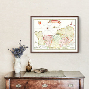 Vintage Map of Normandy, France 1665