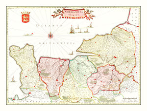 Vintage Map of Normandy, France 1665