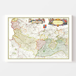 Vintage Map of Picardy, France 1665