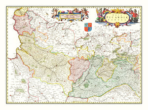 Vintage Map of Picardy, France 1665