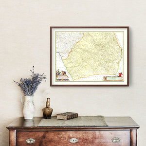 Vintage Map of Southern Champagne, France 1665