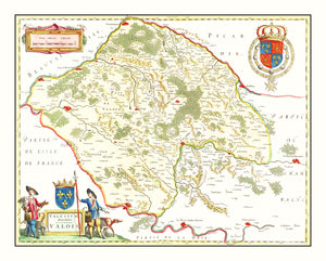 Vintage Map of Valois, France 1665