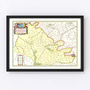 Vintage Map of Paris Region of France 1665