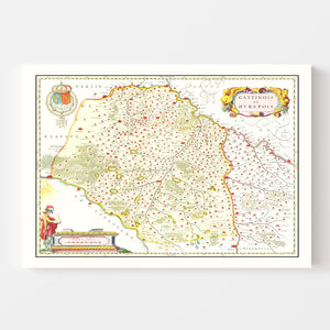 Vintage Map of Gastins & Hurepoix France 1665