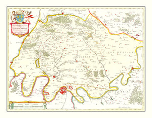 Vintage Map of Paris, France 1665