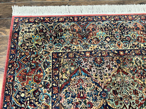 Karastan Multicolor Panel Kirman Rug #717, Wool Karastan Rug 8.8 x 10.6, Vintage Multipanel Kirman, Original Karastan Collection 700 Series
