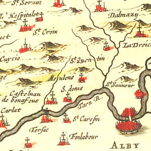 Vintage Map of Albi, France 1665