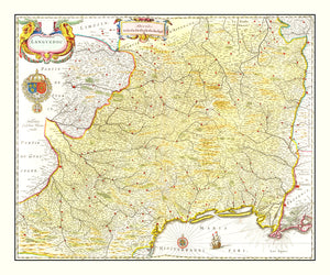 Vintage Map of Languedoc, France 1665