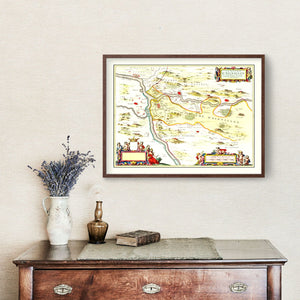 Vintage Map of Aiguillon, France 1665