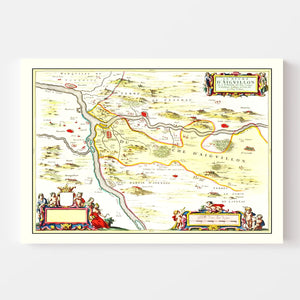Vintage Map of Aiguillon, France 1665