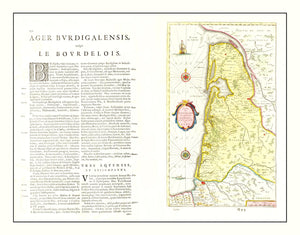 Vintage Map of Bordeaux, France 1665