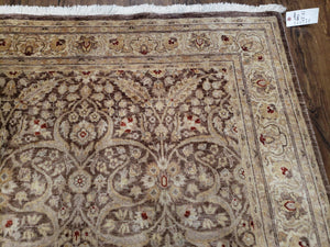 Vintage Pak-Persian Area Rug 4.7 x 7.2 Wool Hand-Knotted Beige & Brown Oriental Pakistani Peshawar Carpet 4x6 - 5x7 Decorative Farmhouse Rug