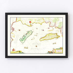 Vintage Map of Re & Oleron, France 1665