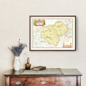 Vintage Map of Bourges & Nevers France 1665