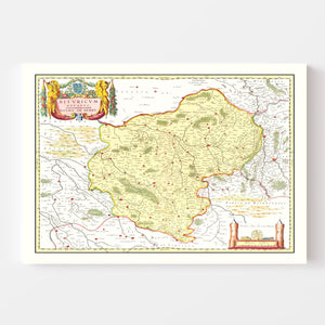 Vintage Map of Bourges & Nevers France 1665