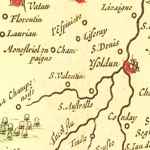 Vintage Map of Bourges & Nevers France 1665