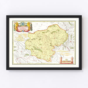 Vintage Map of Bourges & Nevers France 1665