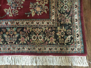 8' X 12' Vintage Handmade India Floral Oriental Wool Rug Veg Dyes Organic Red