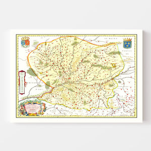 Vintage Map of Anjou, France 1665