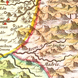 Vintage Map of Rhaetia 1665