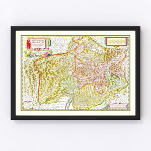Vintage Map of Rhaetia 1665