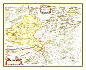 Vintage Map of Haut-Rhin, Switzerland 1665