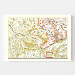 Vintage Map of Aargau & Zurich Switzerland 1665