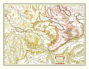 Vintage Map of Aargau & Zurich Switzerland 1665
