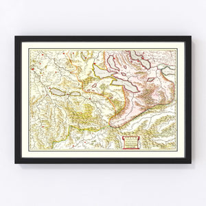 Vintage Map of Aargau & Zurich Switzerland 1665