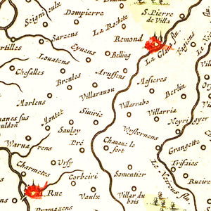 Vintage Map of Western Switzerland 1665