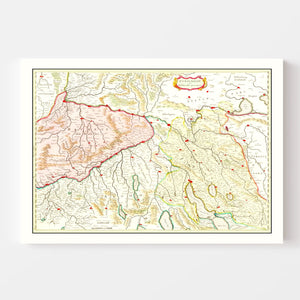 Vintage Map of Zurich Area of Switzerland 1665
