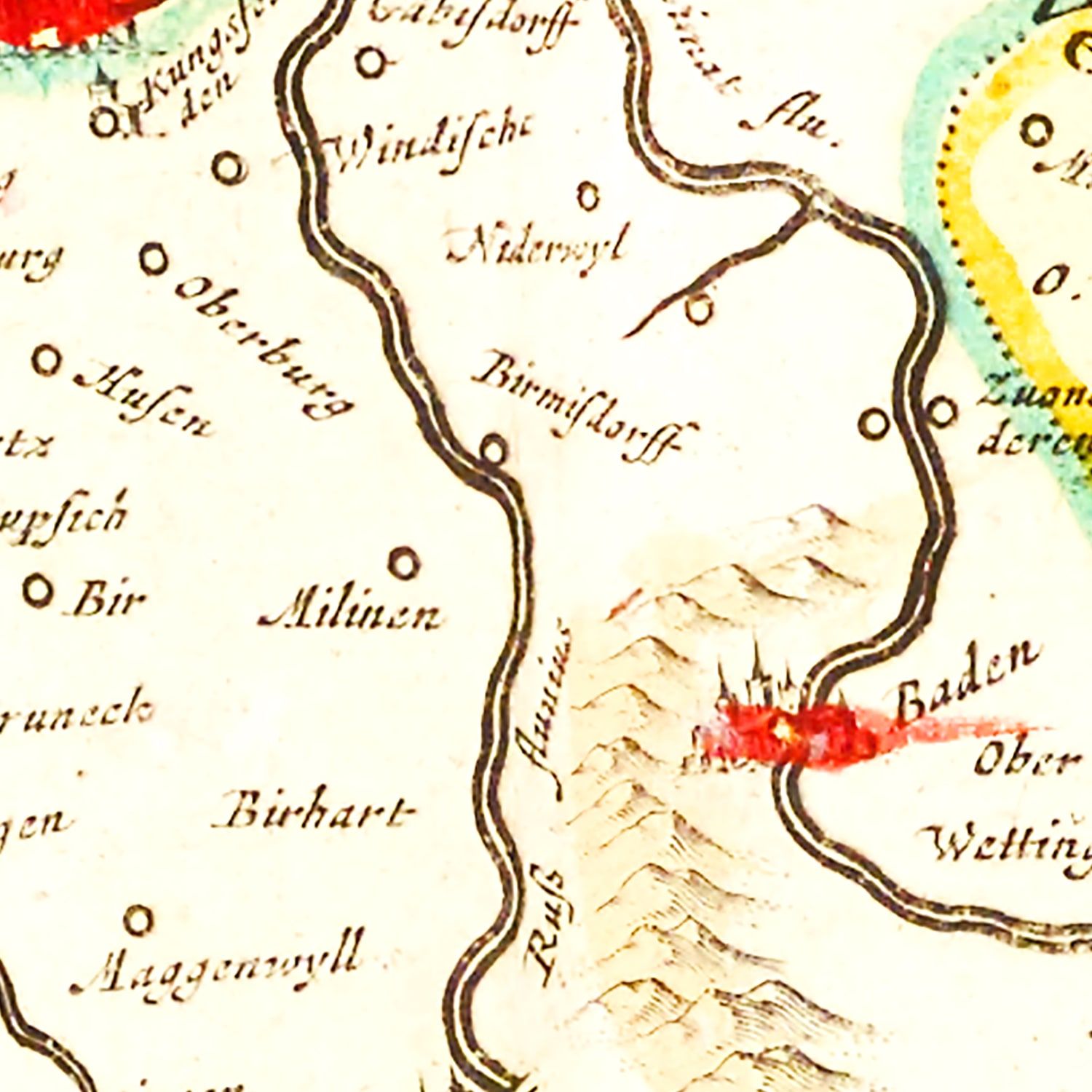 Vintage Map of Zurich Area of Switzerland 1665