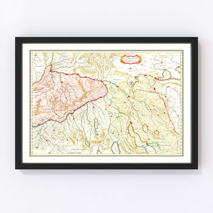 Vintage Map of Zurich Area of Switzerland 1665