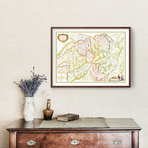 Vintage Map of Switzerland 1665
