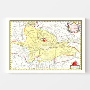 Vintage Map of Mantua, Italy 1665