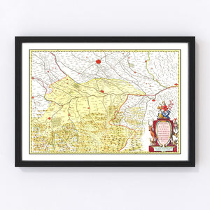 Vintage Map of Lodi & Pavia Italy 1665