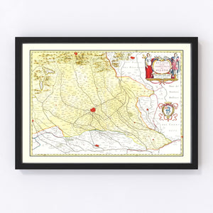 Vintage Map of the Milan Region in Italy 1665