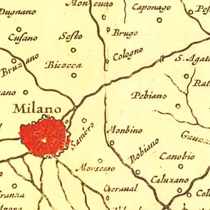 Vintage Map of Milan, Italy 1665