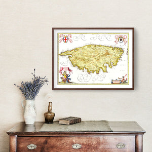 Vintage Map of Corsica, France 1665